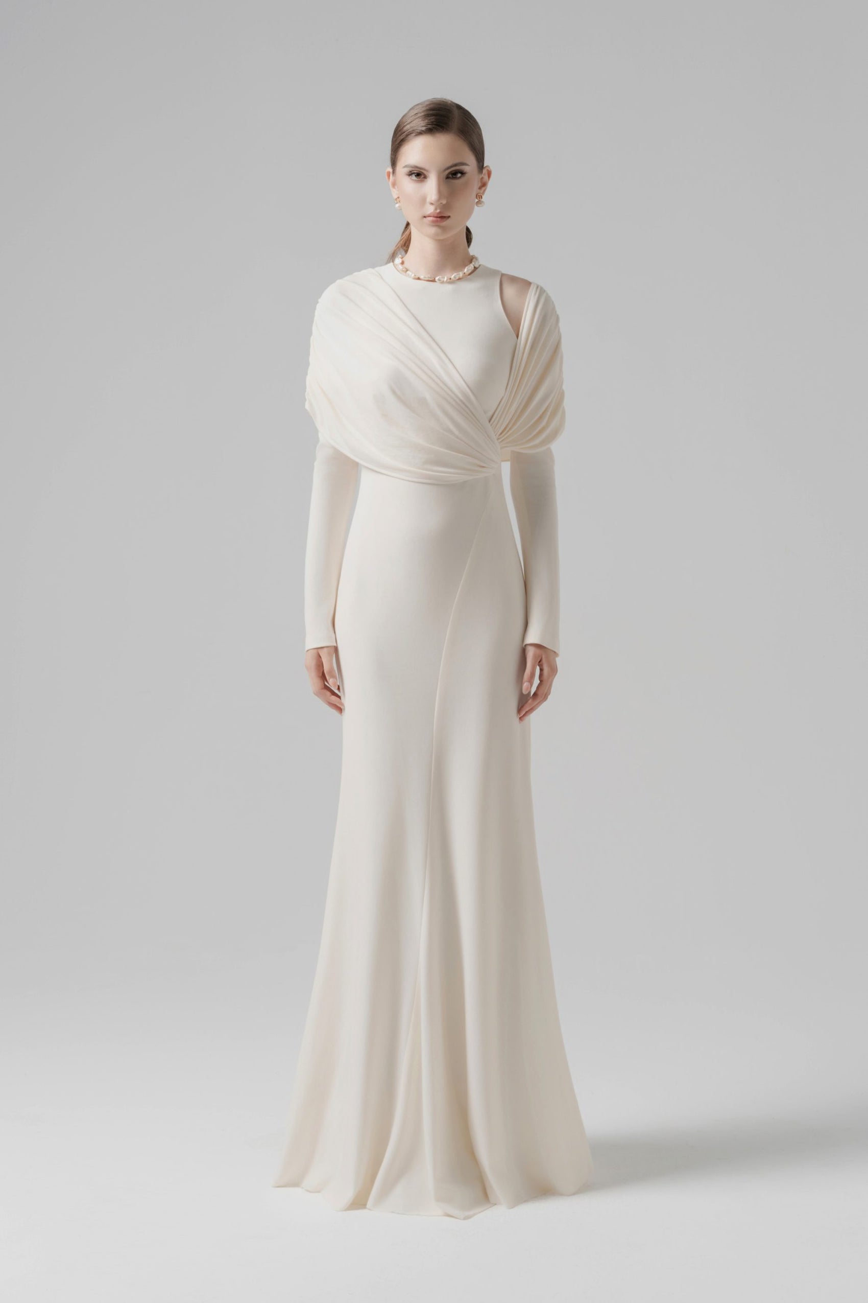 Cream Bias-cut Dress image 0