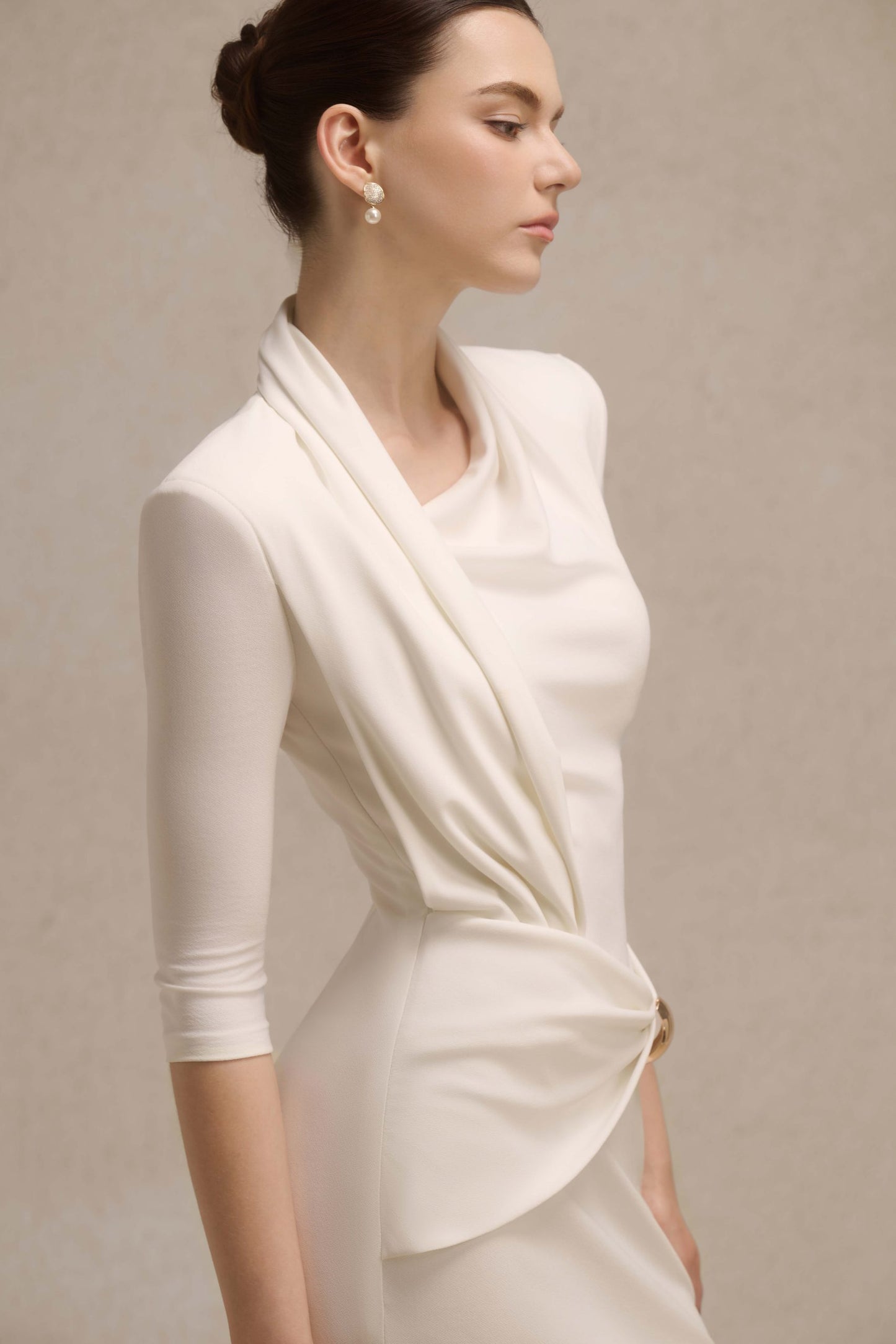 Astra Draped Midi in Ivory image 2