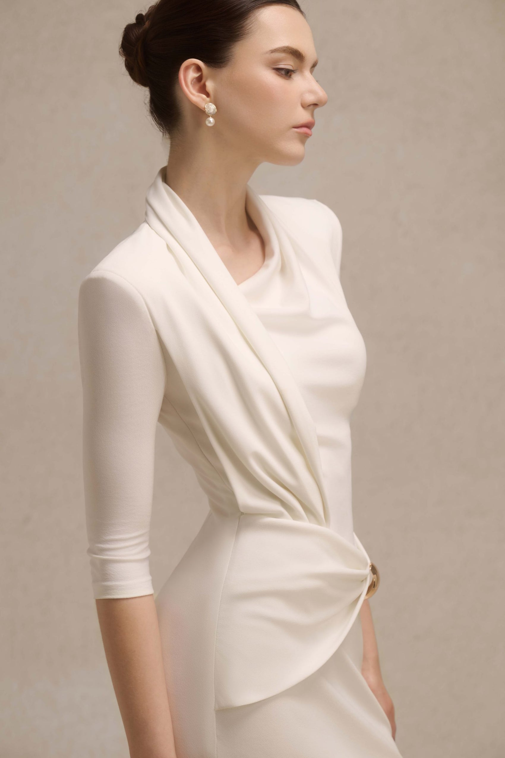 Astra Draped Midi in Ivory image 2