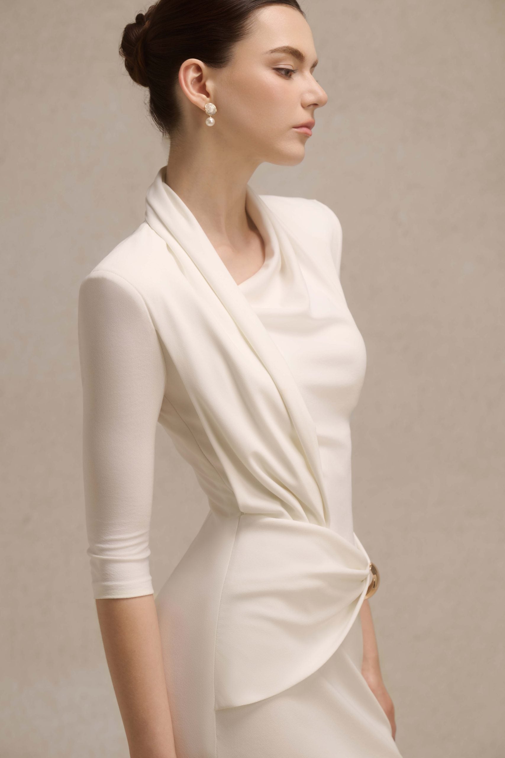 Astra Draped Midi in Ivory image 2
