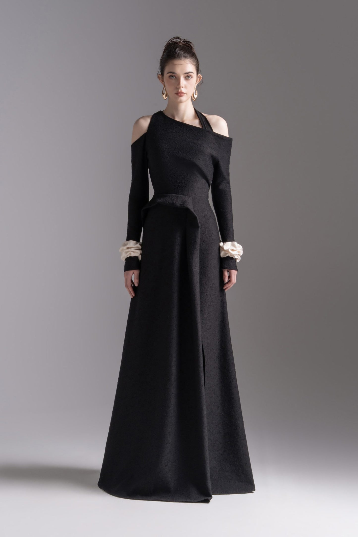 Aura Draped Midi in Black image 0