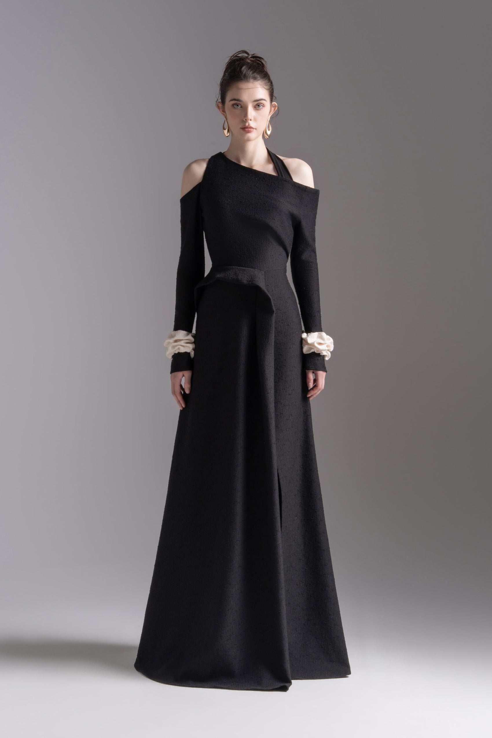 Aura Draped Midi in Black image 0