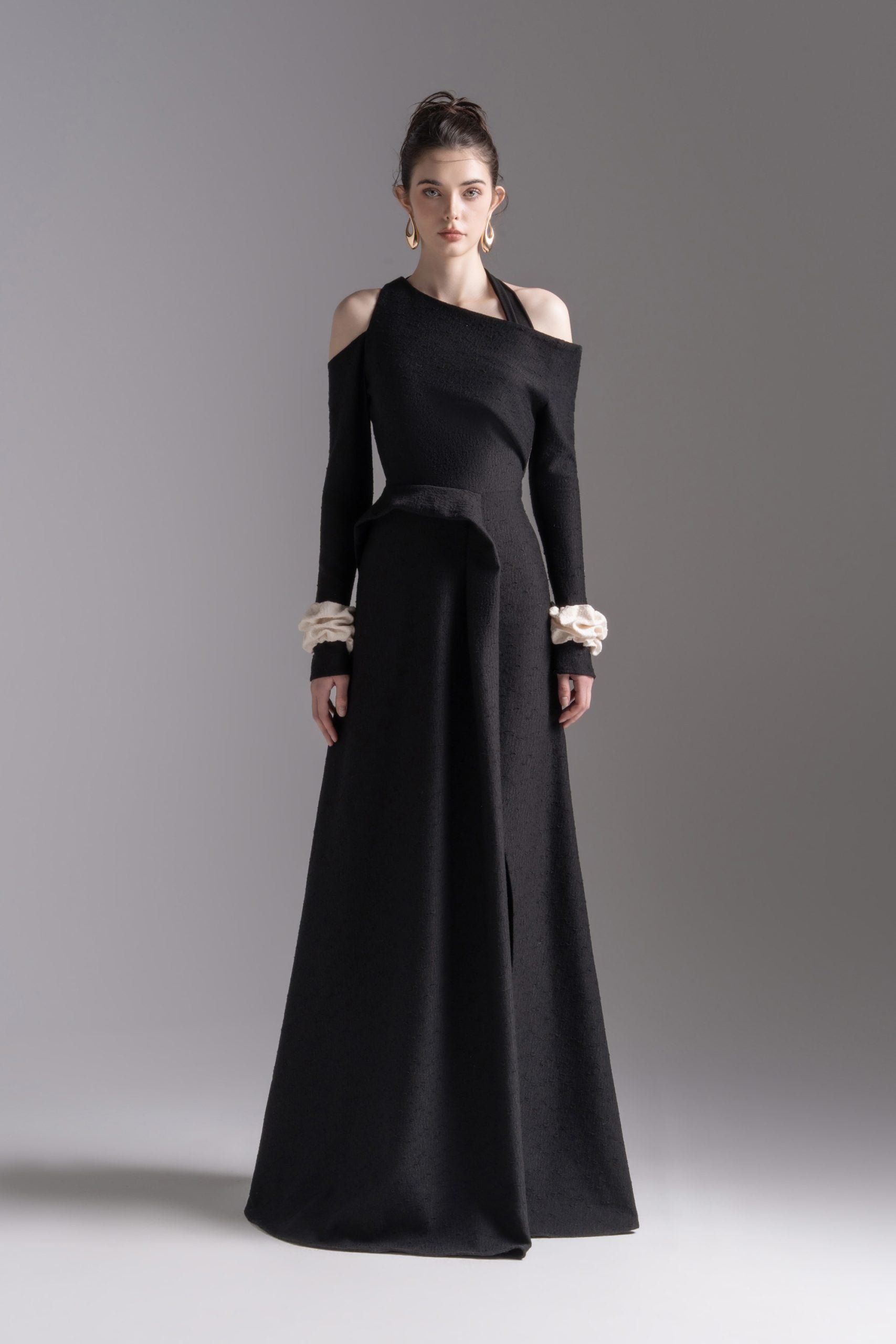 Aura Draped Midi in Black image 0