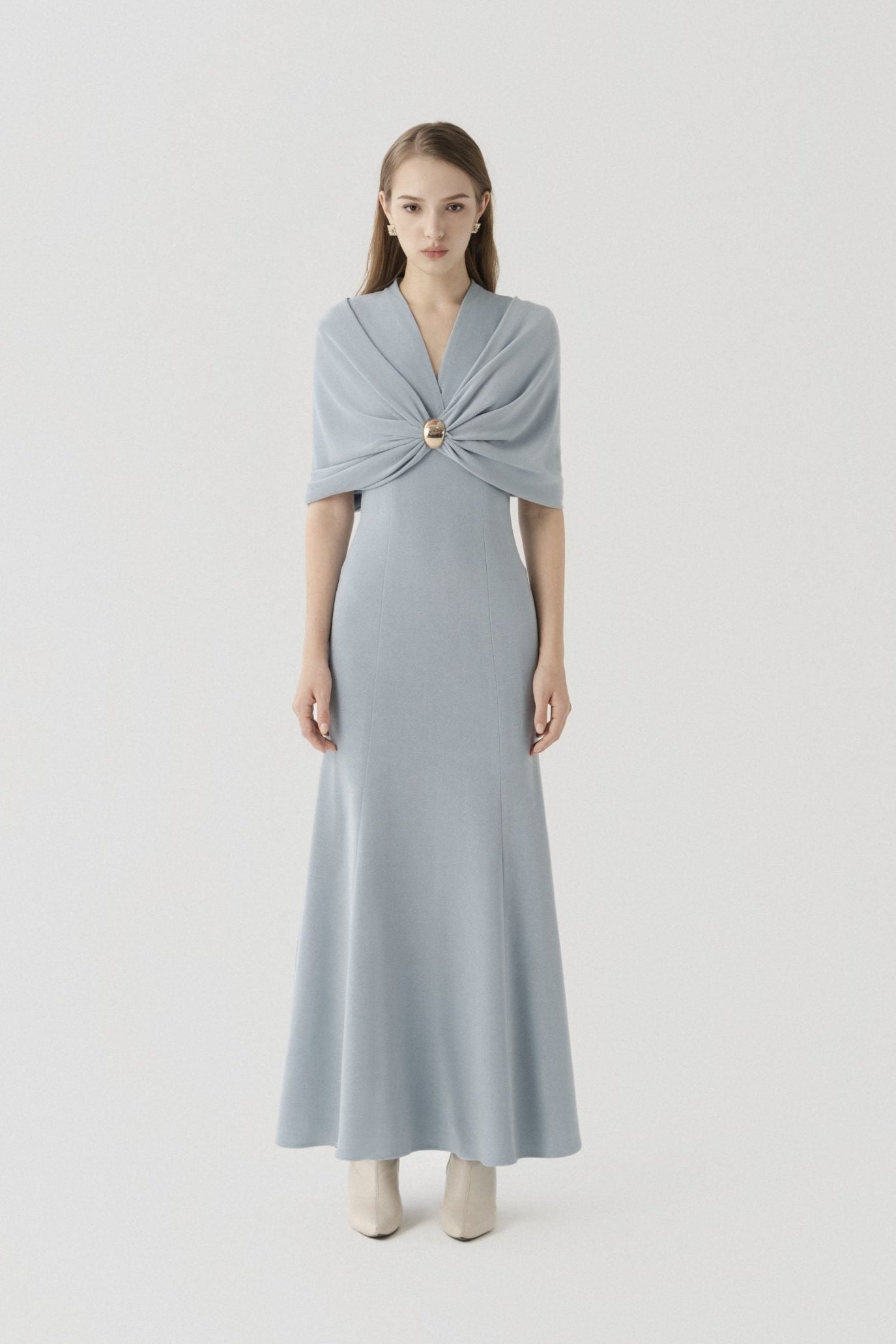 Halo Peplum Midi Dress in Sky Blue image 0