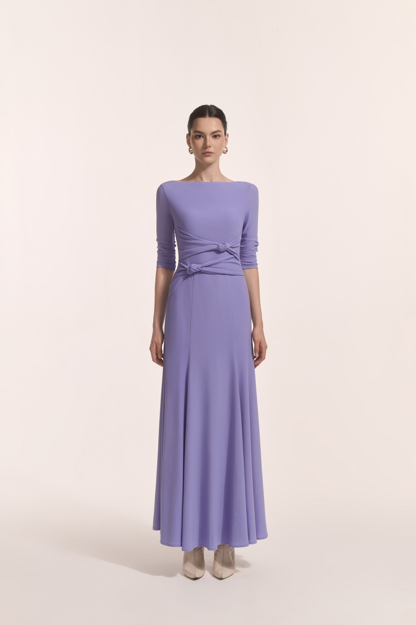 Alba Asymmetric Knot Dress in Lavender image 0