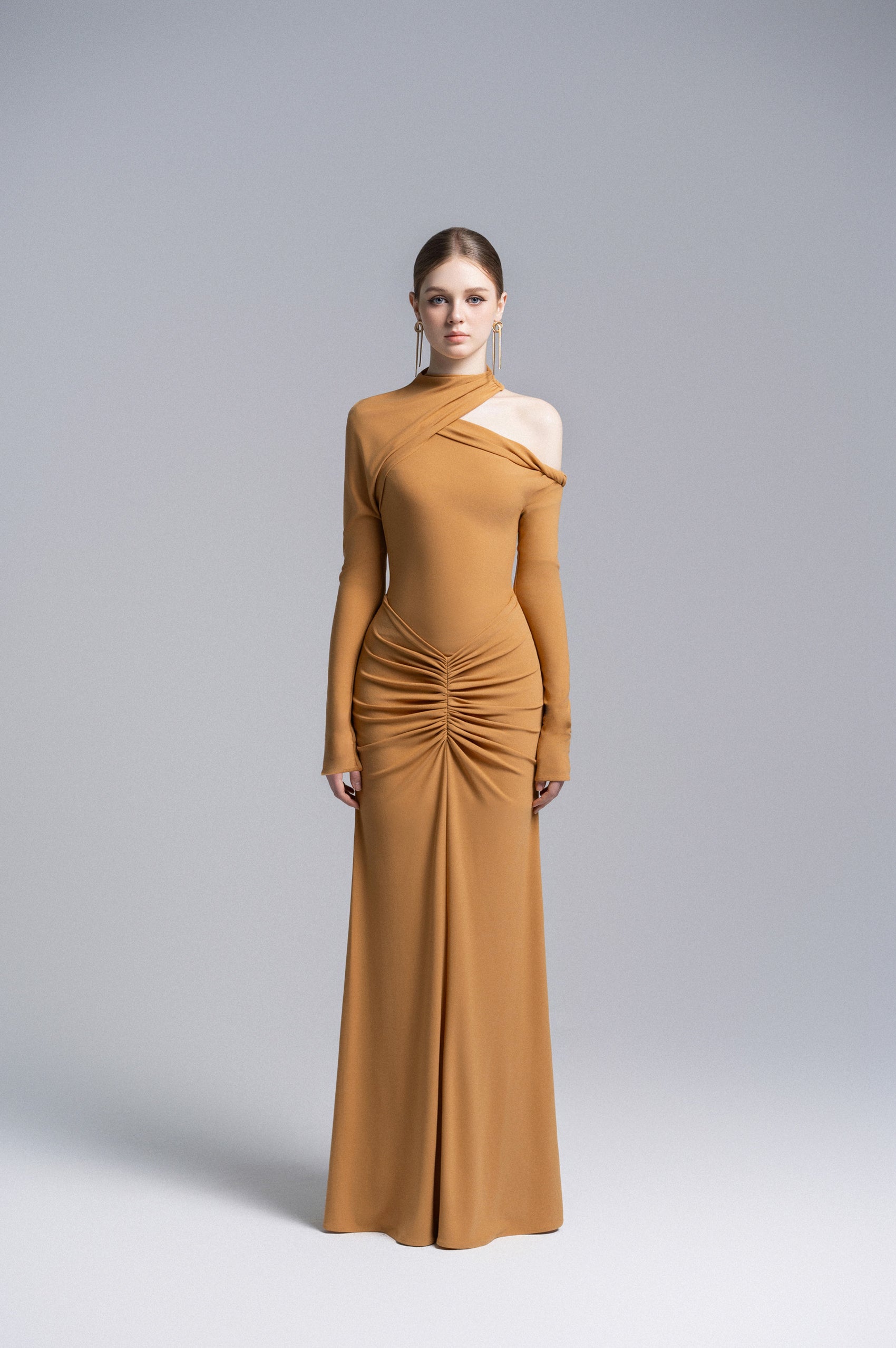 Marigold Halter Draped Dress image 0