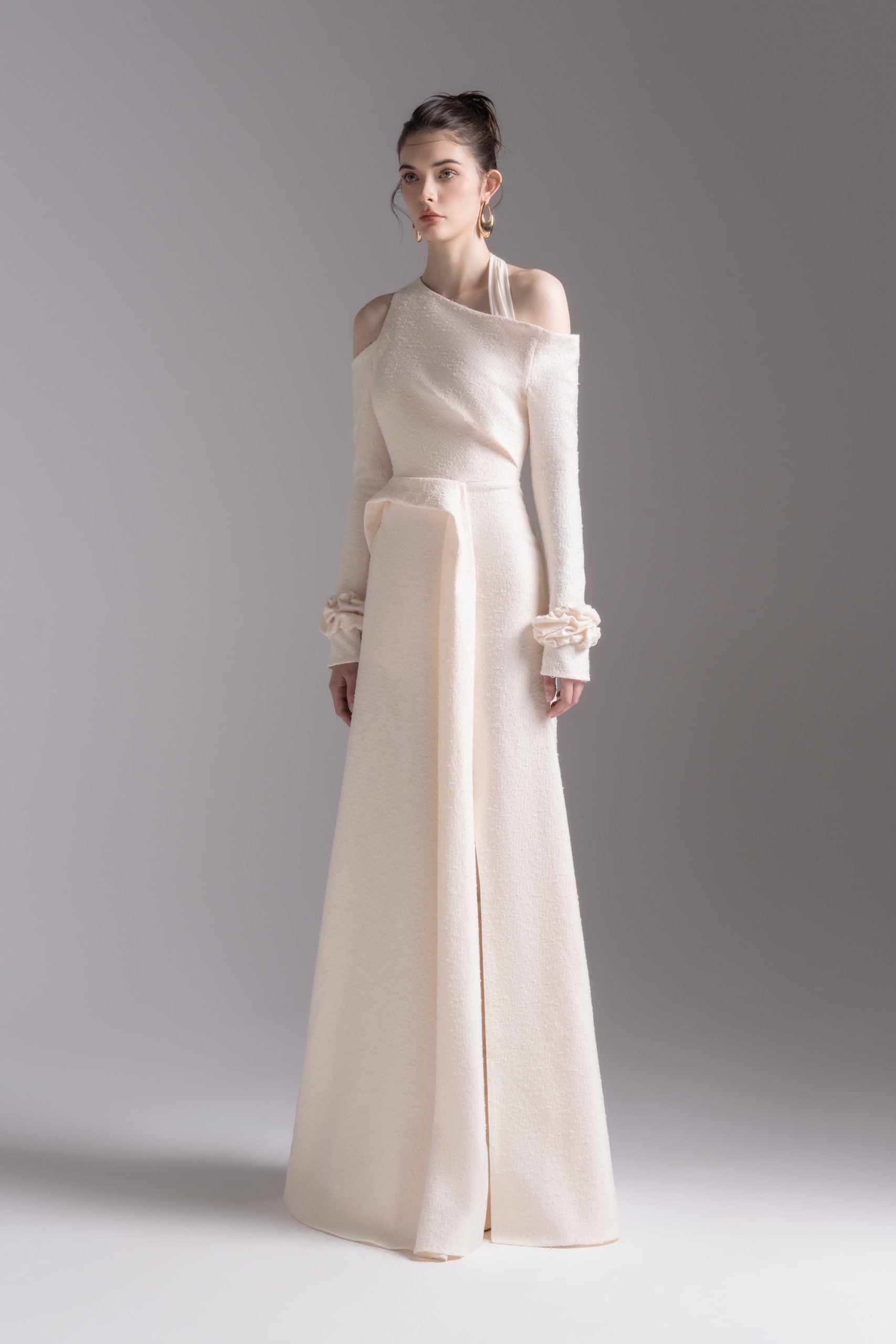 Aura Draped Midi in Cream image 1