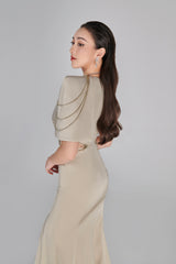 Calista Deep V-neck Fishtail Gown