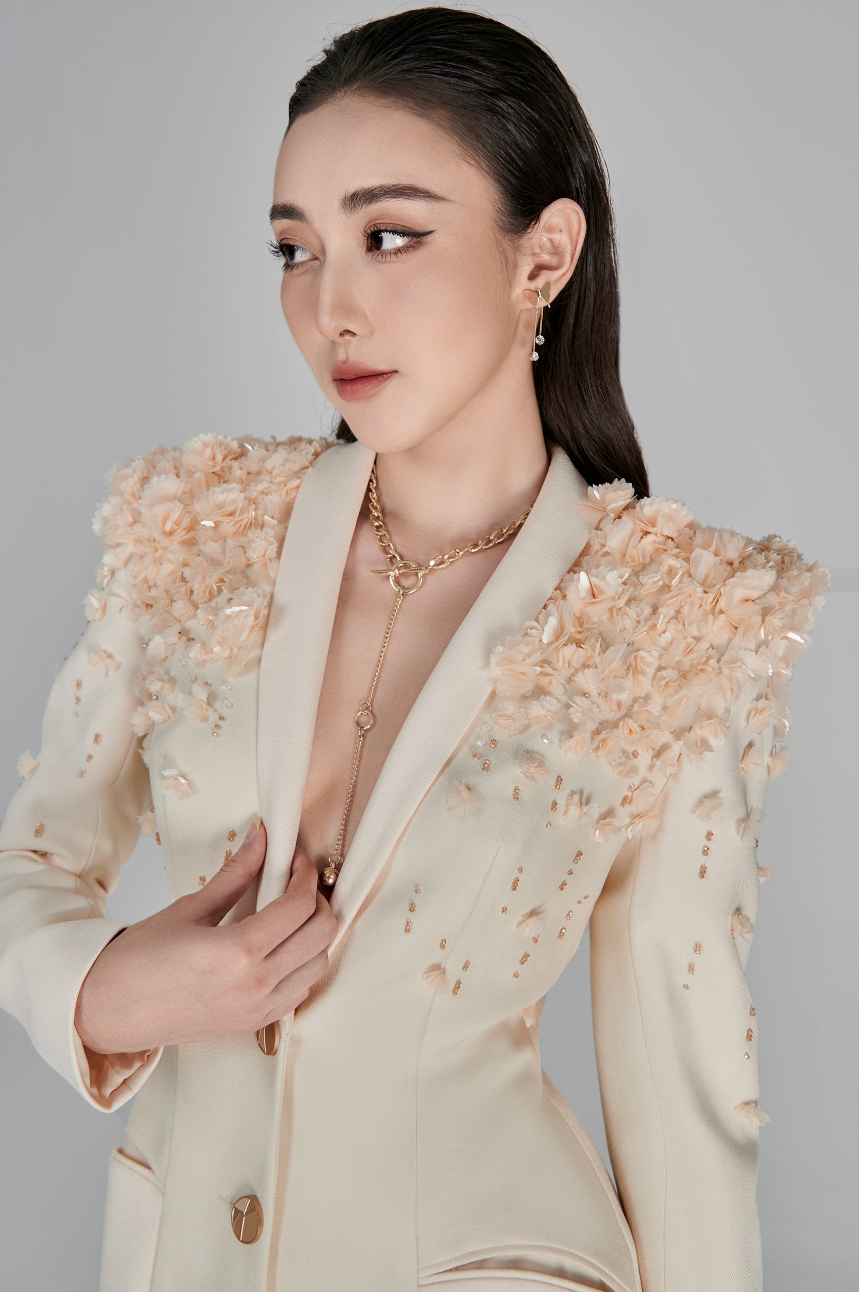 Ines Deep V-neck Gown