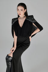 Leila V-neck Fishtail Gown